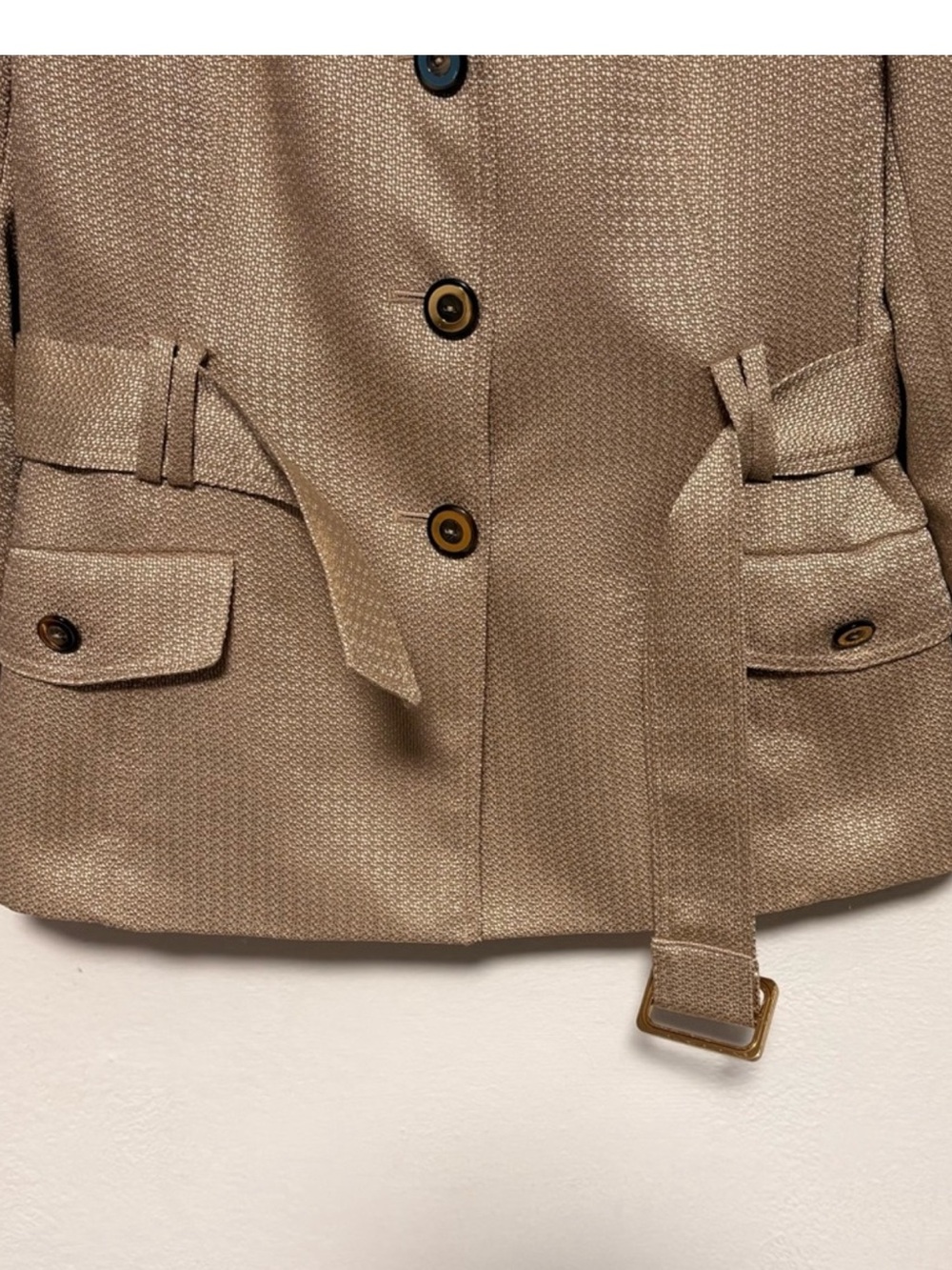 Tahari Arthur S. Levine Belted Blazer Tortoise Buttons Sz 4P - Picture 8 of 16